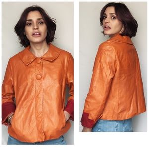 Hand painted leather short jacket